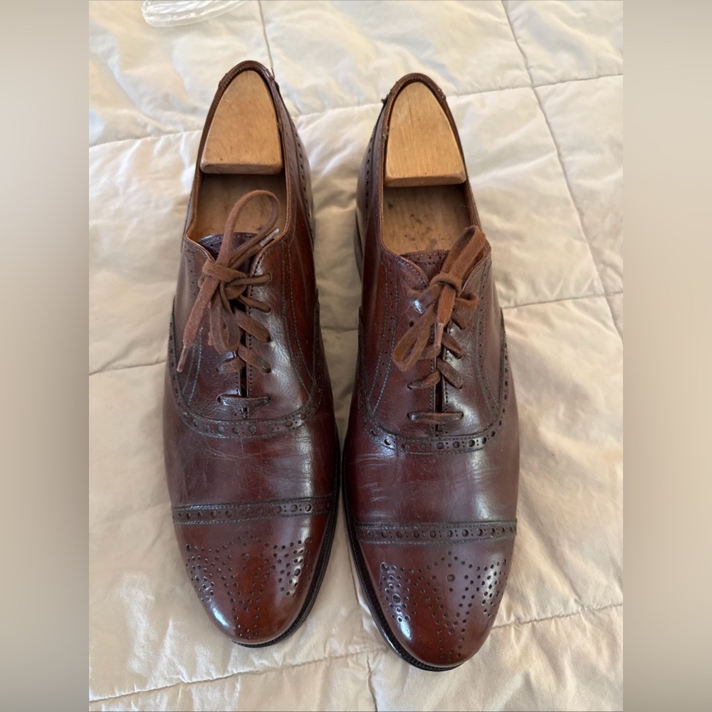 Polo Ralph Lauren brown leather English bench made wingtips dress shoes 12B